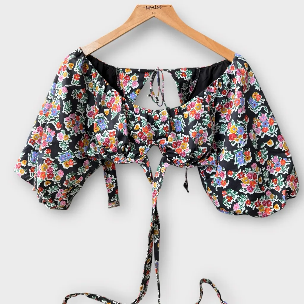 For Love & Lemons Floral Strappy Cropped Top – Size M (NWOT) - Image 10