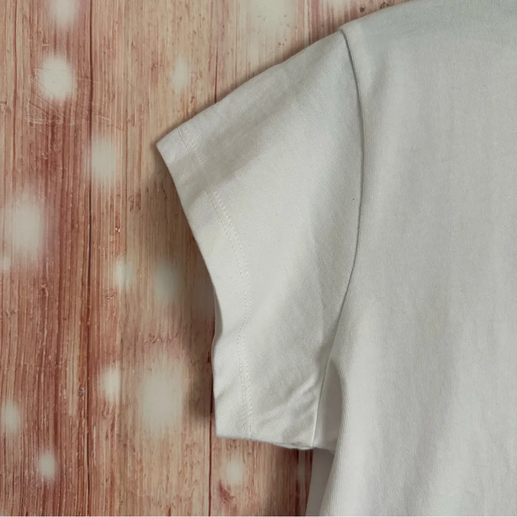 Liana White Rabbit Fur Pocket Crewneck Cropped T Shirt NWOT Size M Size M - Image 4