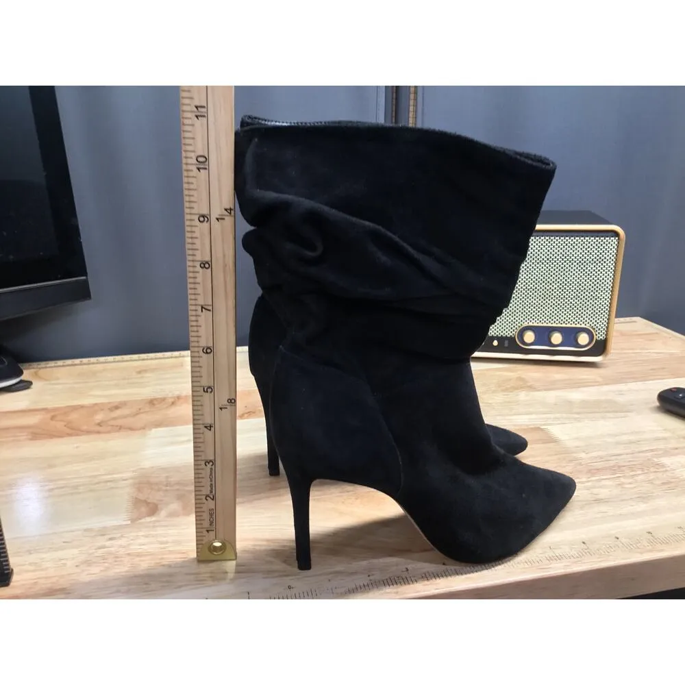 Schutz Ashlee Women's 6.5 Black Suede Pointed Heel Stiletto Heel Mid-Calf Boots - Image 3