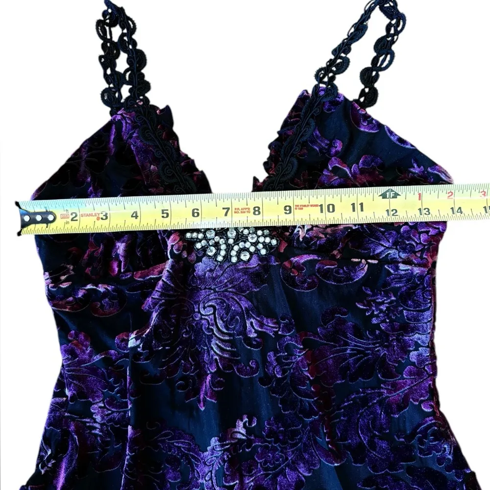 Heart Moon Star Vintage 90s Crushed Velvet Dress Whimsygoth Witchy Womens Small Purple - Image 16