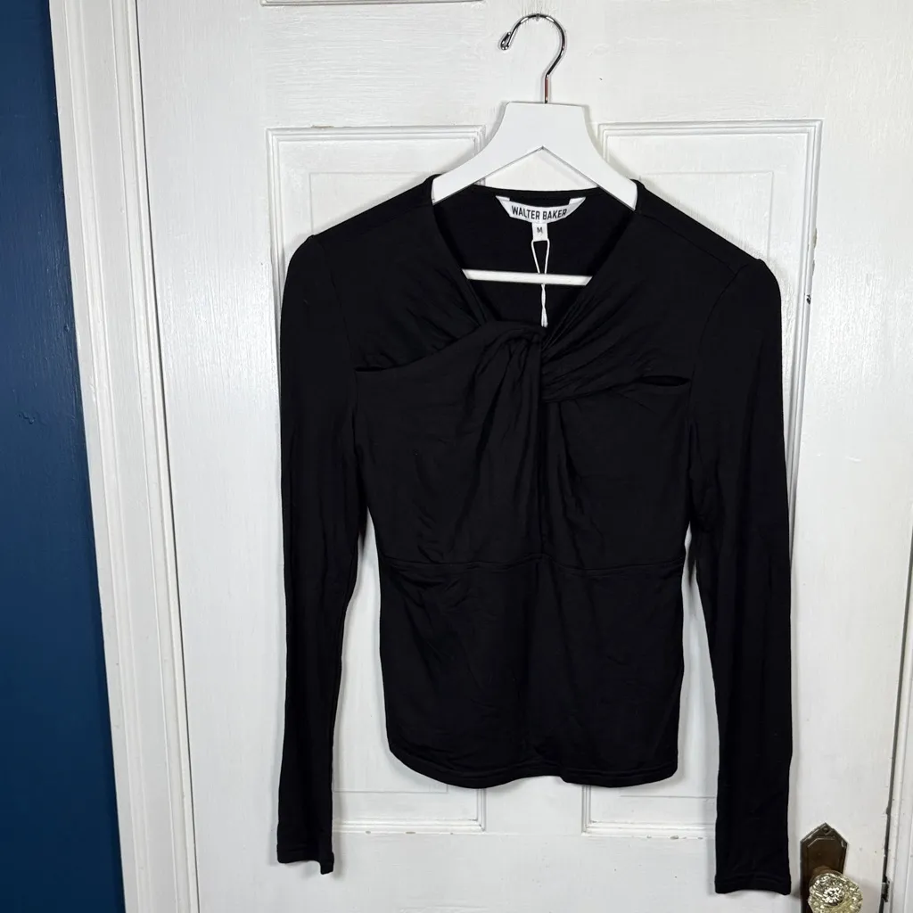 Walter Baker Corinne Fitted Twist Top in Black New with Tag W2048 Sz M - Image 2