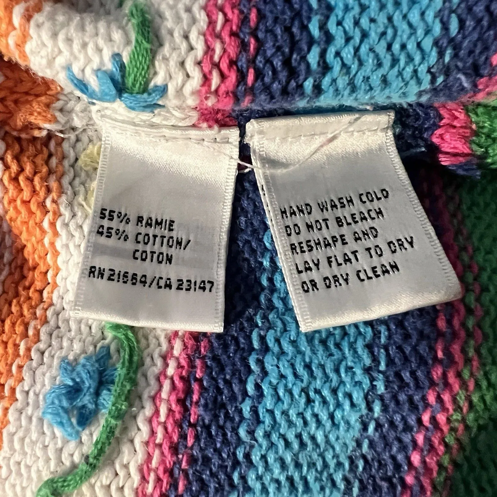 Talbots Knitted Petite M Embroidered SS Sweater Rainbow Cottagecore Grannycore - Image 9