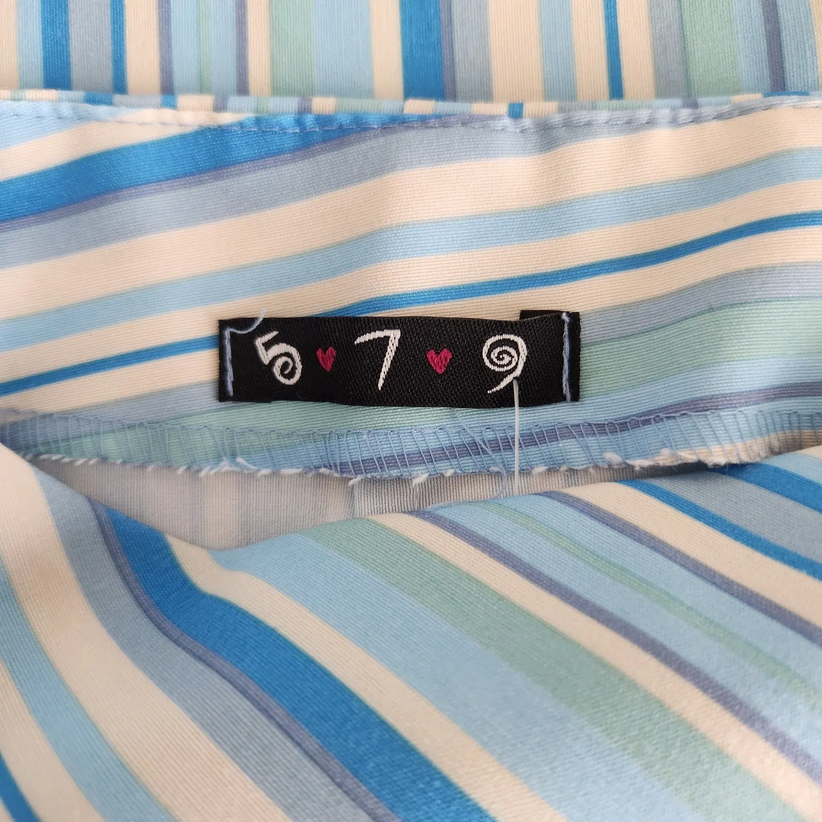 Vintage Y2K 90s 579 Blue Green Striped Mini Skirt Retro Indie Bratz Size 4 - Image 7