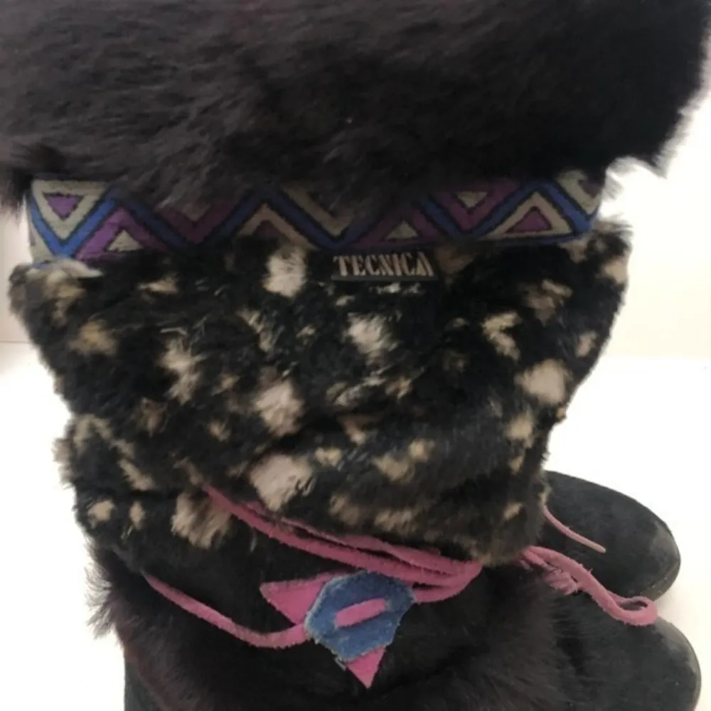 Tecnica vintage goat hair fur black boots veruska Size 8 - Image 3
