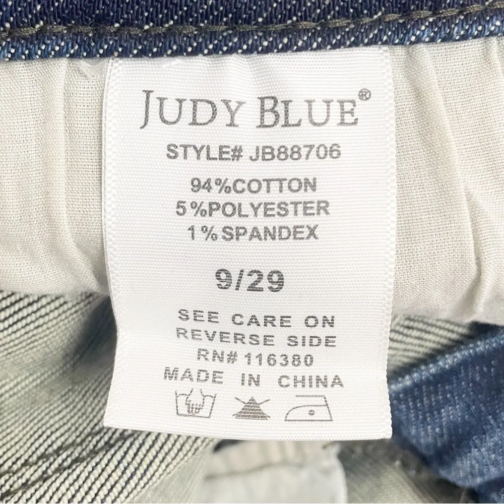 Judy Blue Buffalo Plaid Patch Midrise Cuffed Boyfriend Jeans Dark Wash Size 29 - Image 13