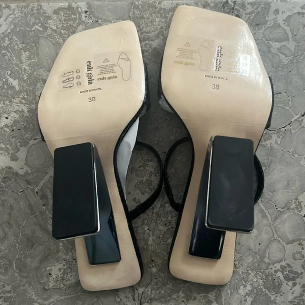 Cult Gaia BLACK Rene Cut-Out Heel Sandals, EU38 x Revolve New in Box +DustBag - Image 11