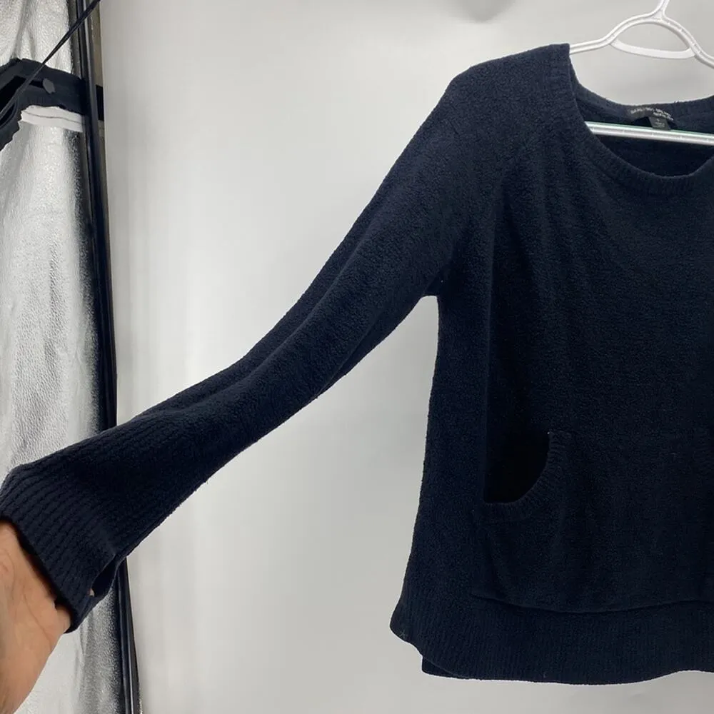 Barefoot Dreams cozychic lite fuzzy ho Lo thumb holes warm shirt black soft sz S - Image 5