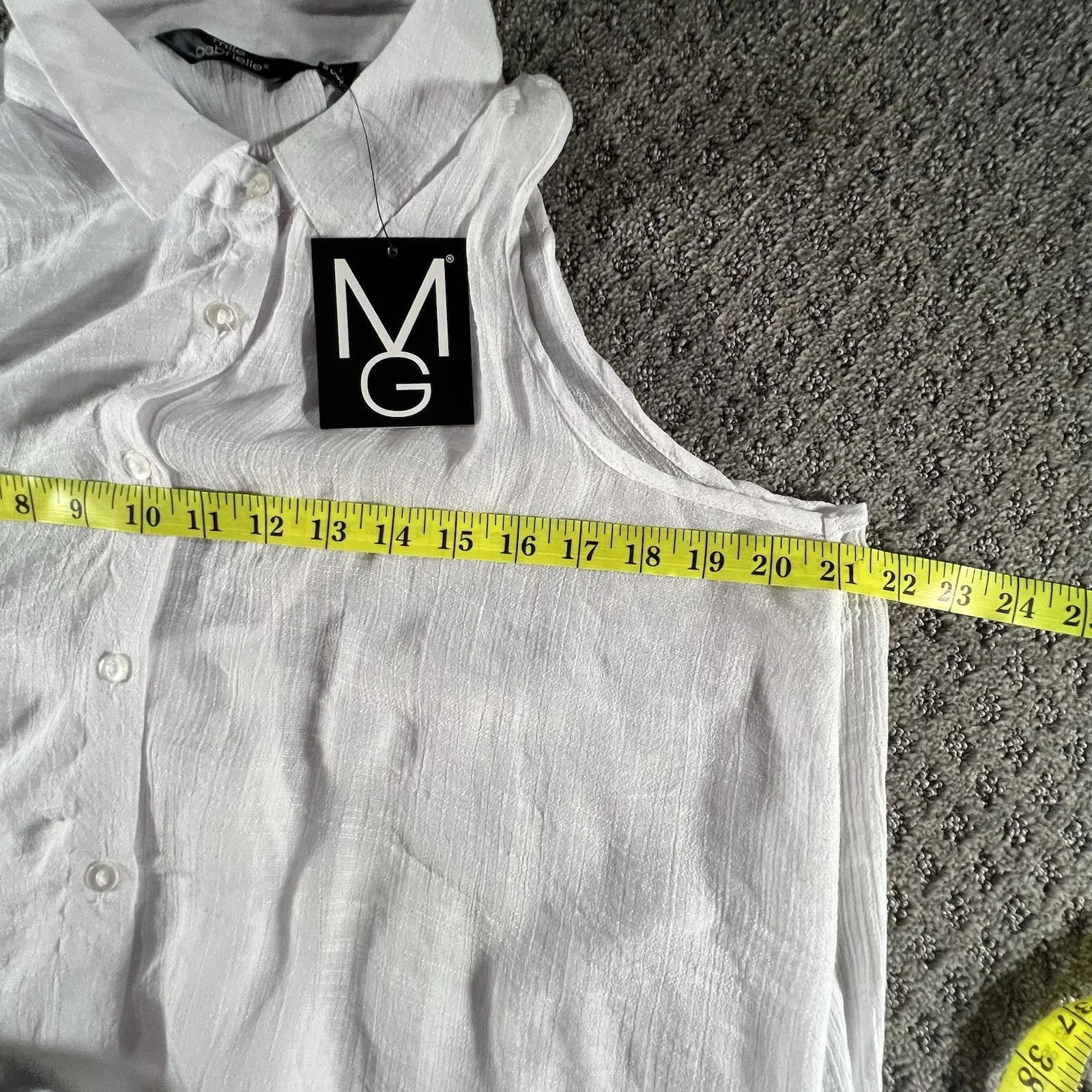 Mlle Gabrielle L White Sleeveless High Low Button Shirt Dress NWT Lightweight‎ - Image 9