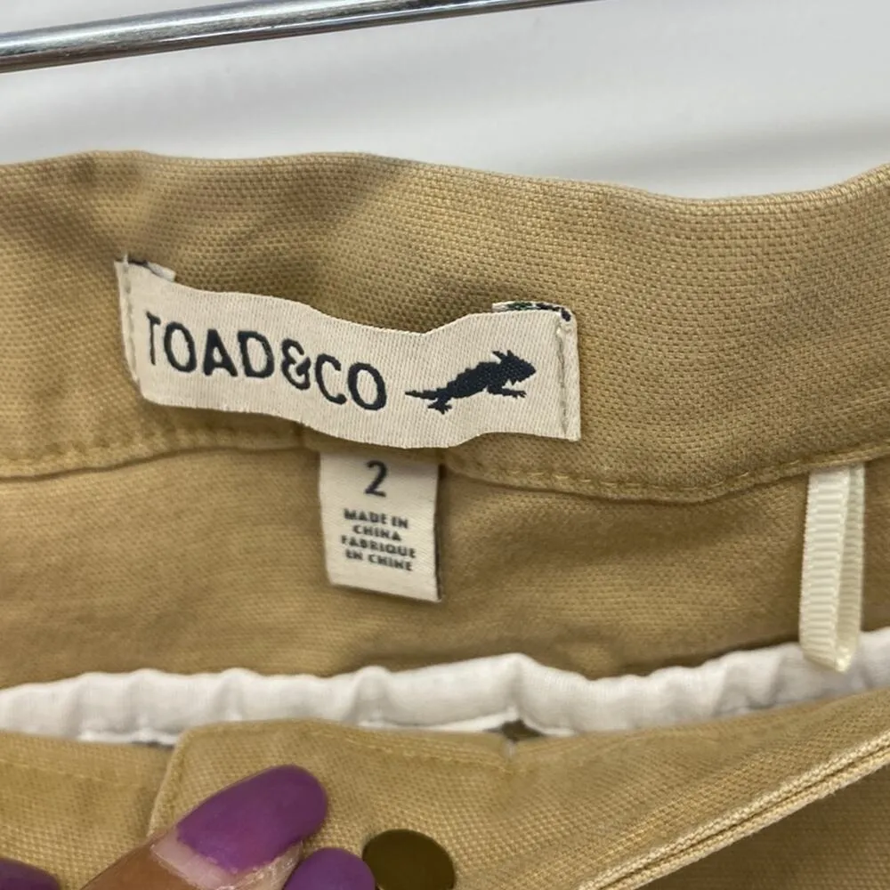 TOAD&CO cotton stretch front button khaki mini skirt Gorpcore everyday Y2K Tan Size 2 - Image 4