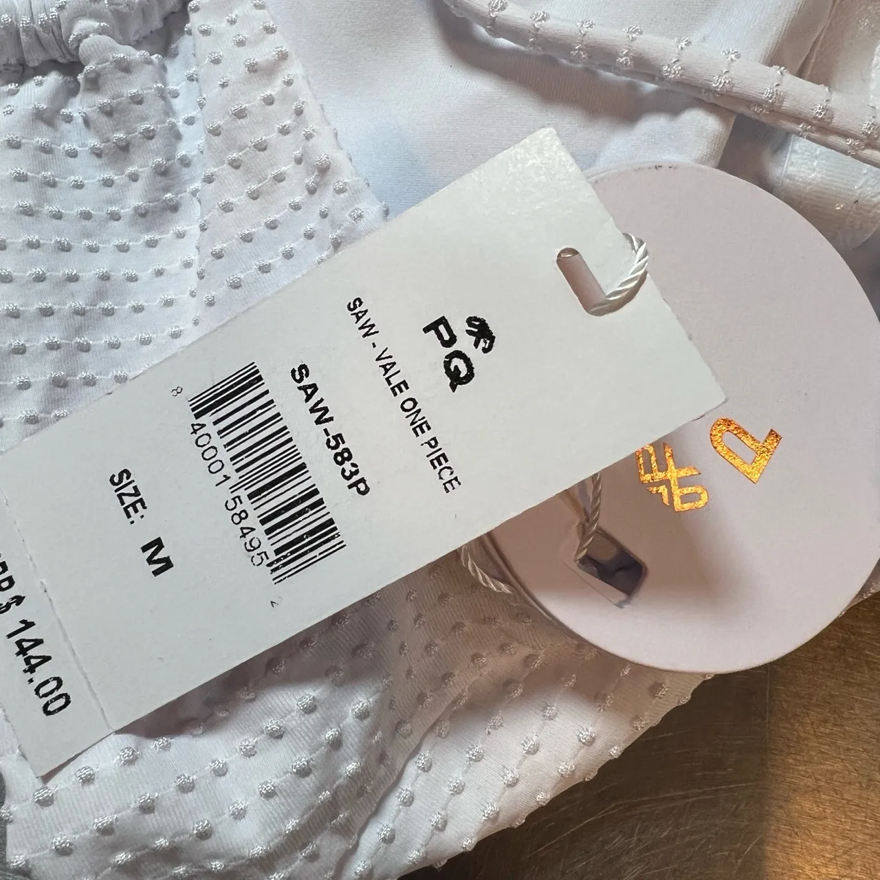 PQ Vale Monokini Swimsuit White High Cut Tie Waist Halter Neck Size Medium New - Image 6