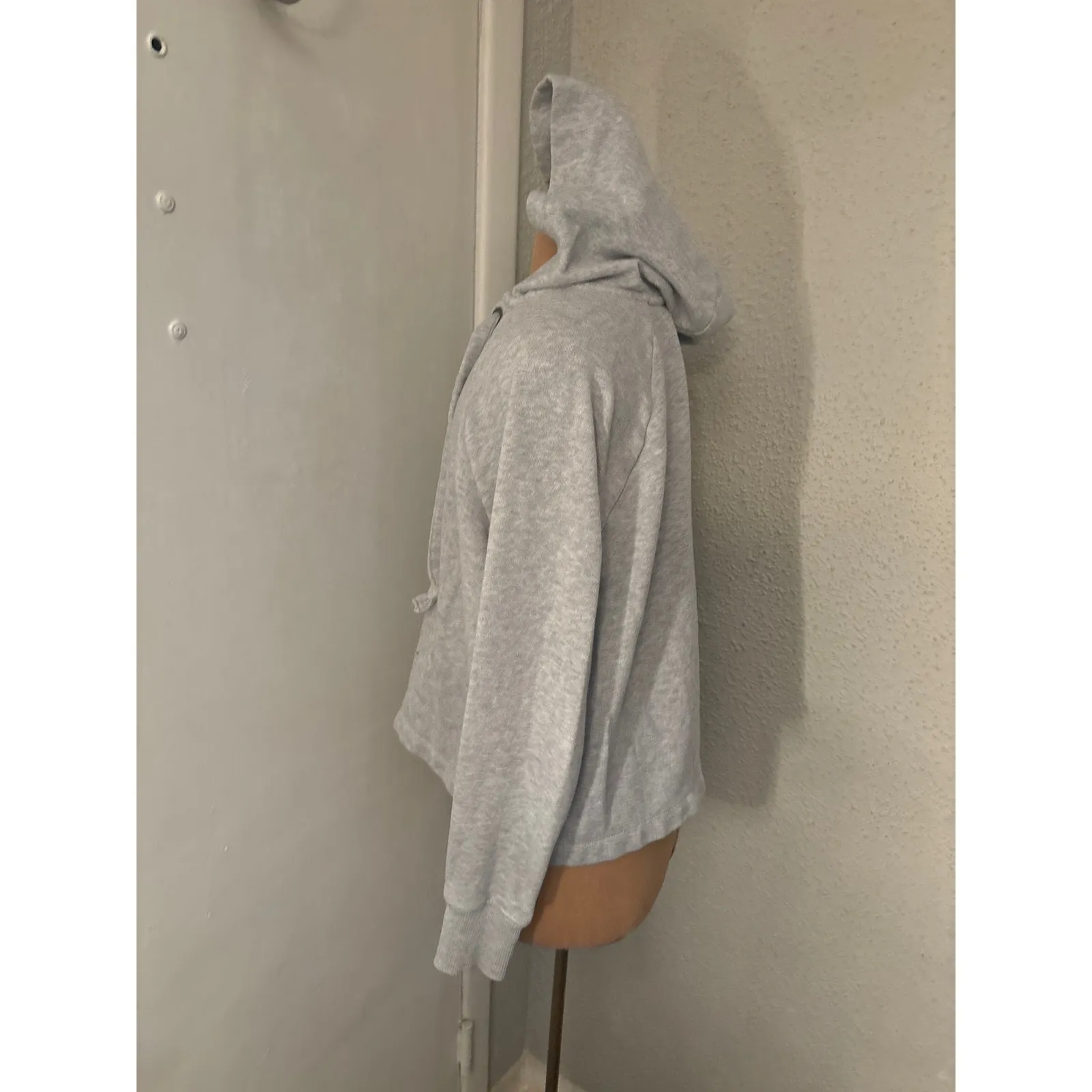 Aerie Gray Tie Front Hoodie Sweatshirt S Athleisure Casual Comfy Normcore Preppy - Image 4