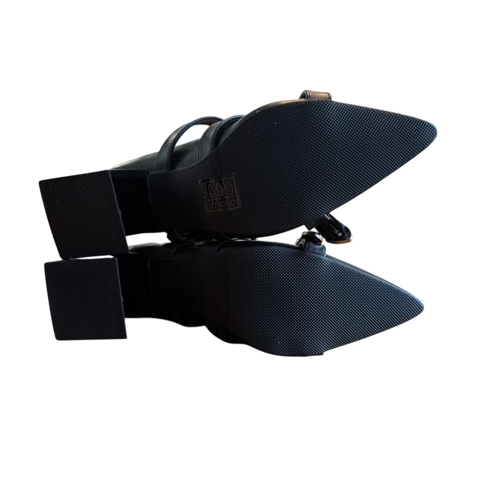 Guanghuiyuzu Black Pointed Toe Buckle Strappy Block Heels Women's Size 35 - Image 5