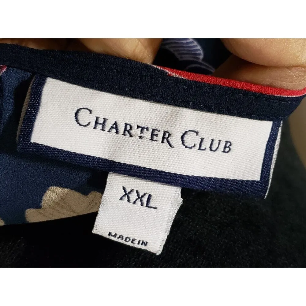 Charter Club Women's Blue Floral Polyester Round Neck Long Sleeve Top Blouse XXL - Image 8