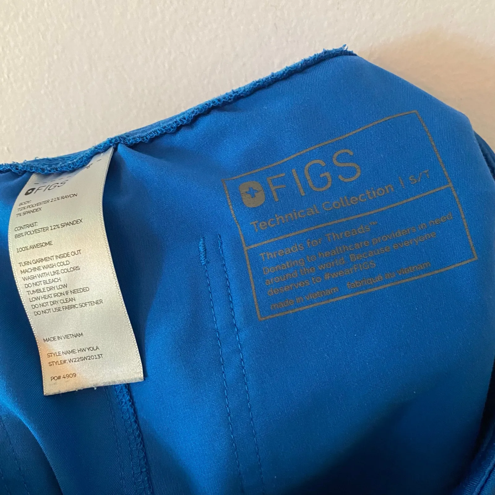 FIGS Women's size Small Tall Royal Blue Yola Skinny High Waisted Scrub Pants - Image 2