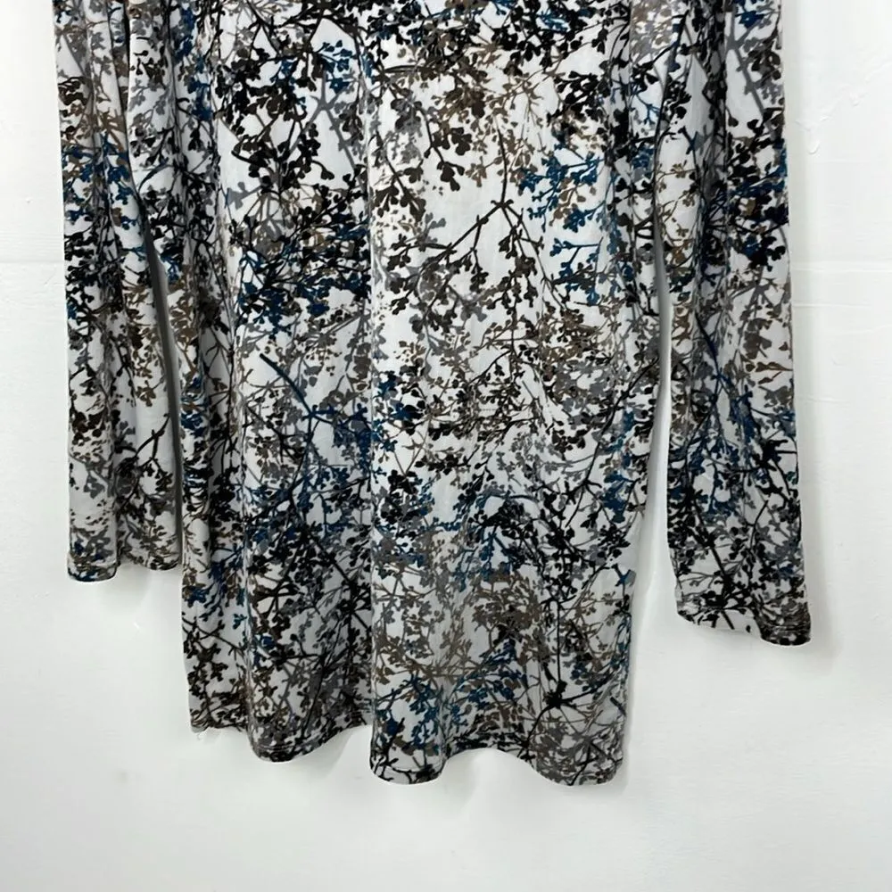 J. Jill Pure Jill Zinc Calm VinesVelour Tunic Blue Brown Stretch Size Small - Image 4