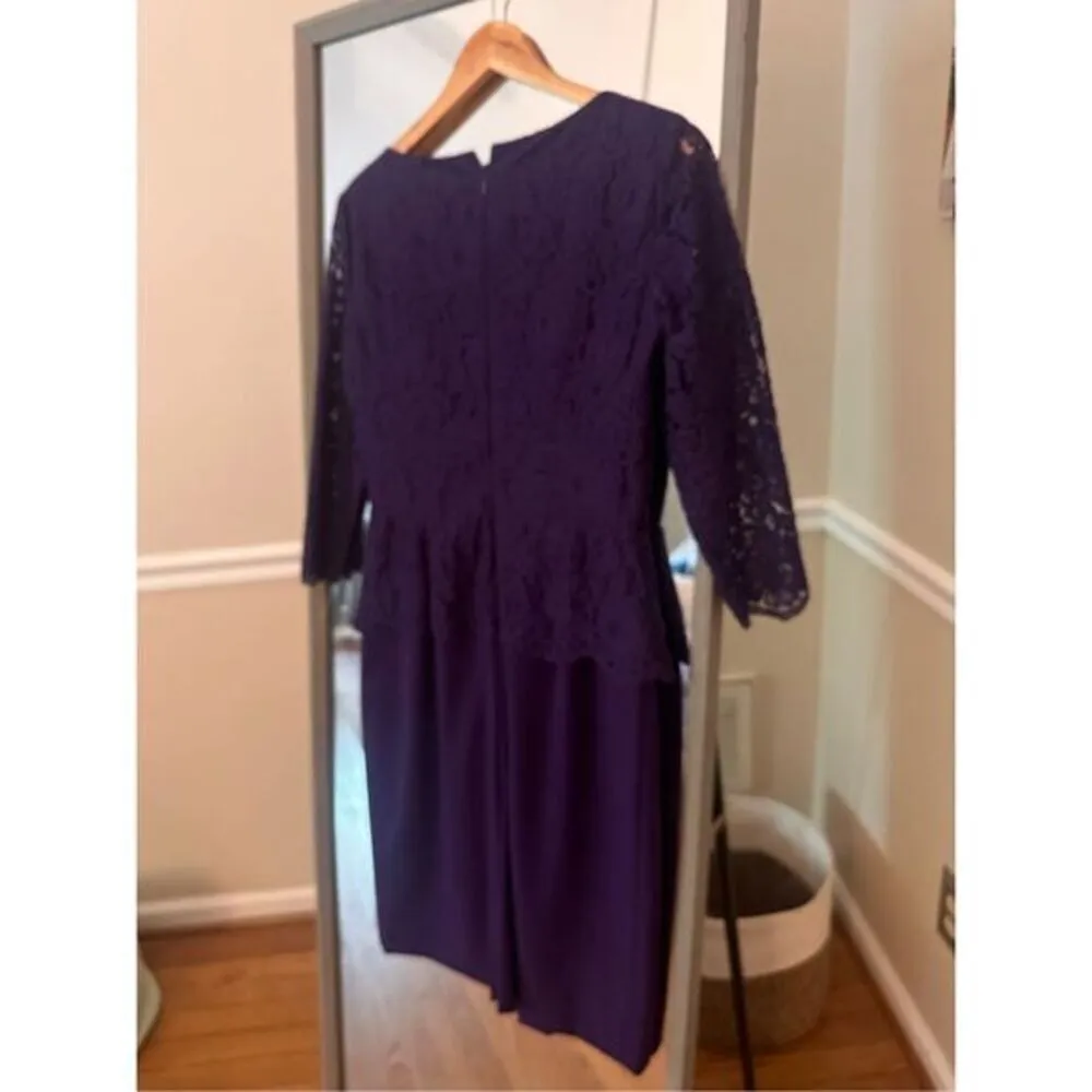 Alex Marie Purple Lace Sheath Dress Women’s Size 4 Cocktail Formal Wedding Guest - Image 3
