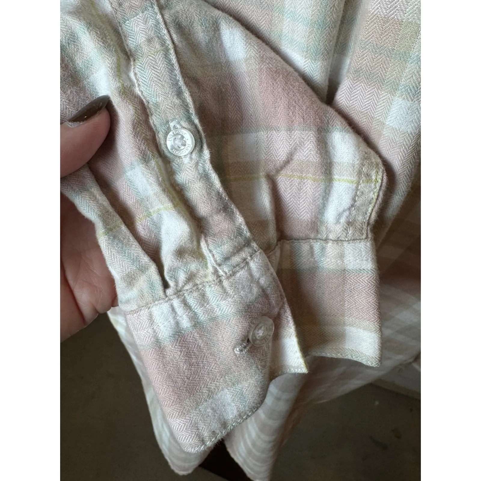 Barbour Shirt Women 14 Pink Plaid Check Flannel Relaxed Fit Newbury Button Down - Image 8