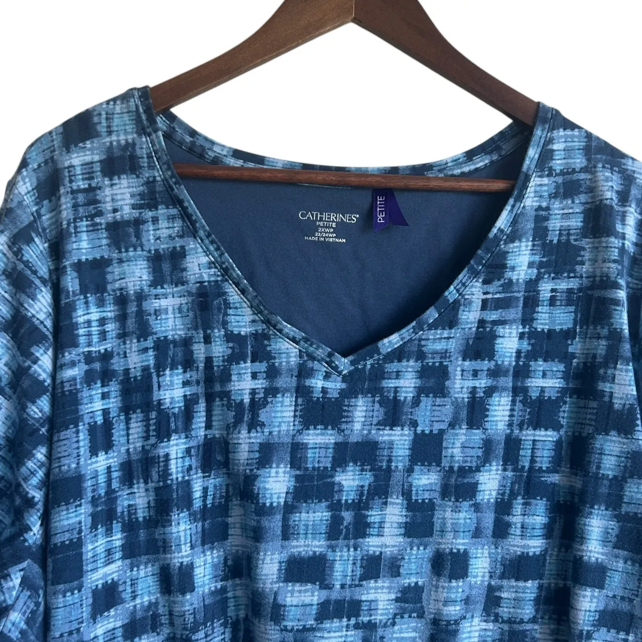 Catherines Women Top‎ 2X Petite Blue Abstract Casual Whimsy Mature Office Travel - Image 7