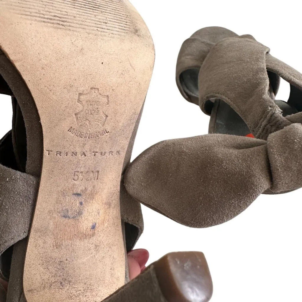 TRINA TURK Gray Suede Bow Slingback Heels Size 5.5 - Image 7