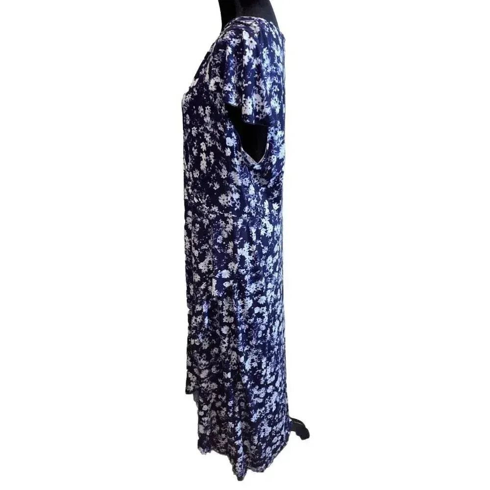 Juicy Couture  Size XXL Dress Blue White Floral Hi Low Maxi Flutter Sleeve NEW‎ - Image 5