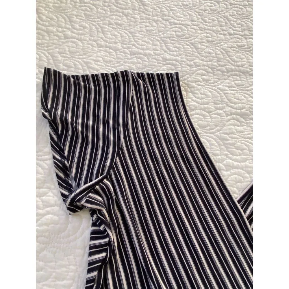 Kaleigh NWOT Navy/White Striped Surplice Dress Size S Knee Length Deep V - Image 7