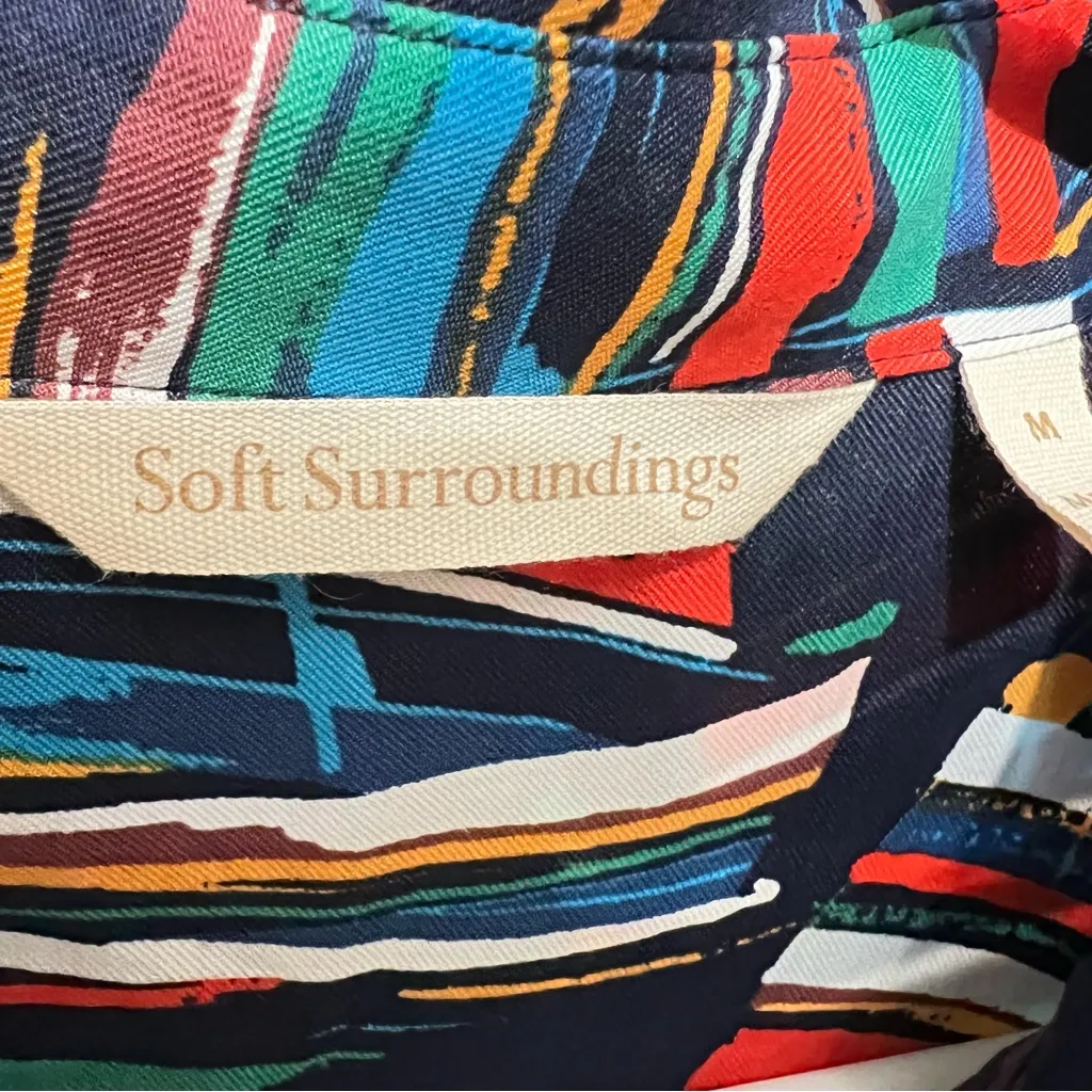 Soft Surroundings Sail Away Sailboat Blue Button Up Long Sleeve Shirt Size M - Image 7