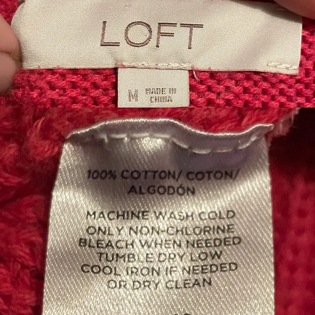 Loft Womens Sweater Salmon Short Sleeve Thick Knit Square Neck Medium - Image 7