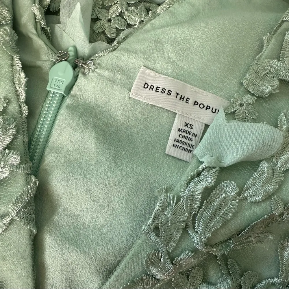 Dress the Population Women's Kari Embroidered Fit & Flare Dress Mint Sz XS NWT - Image 7