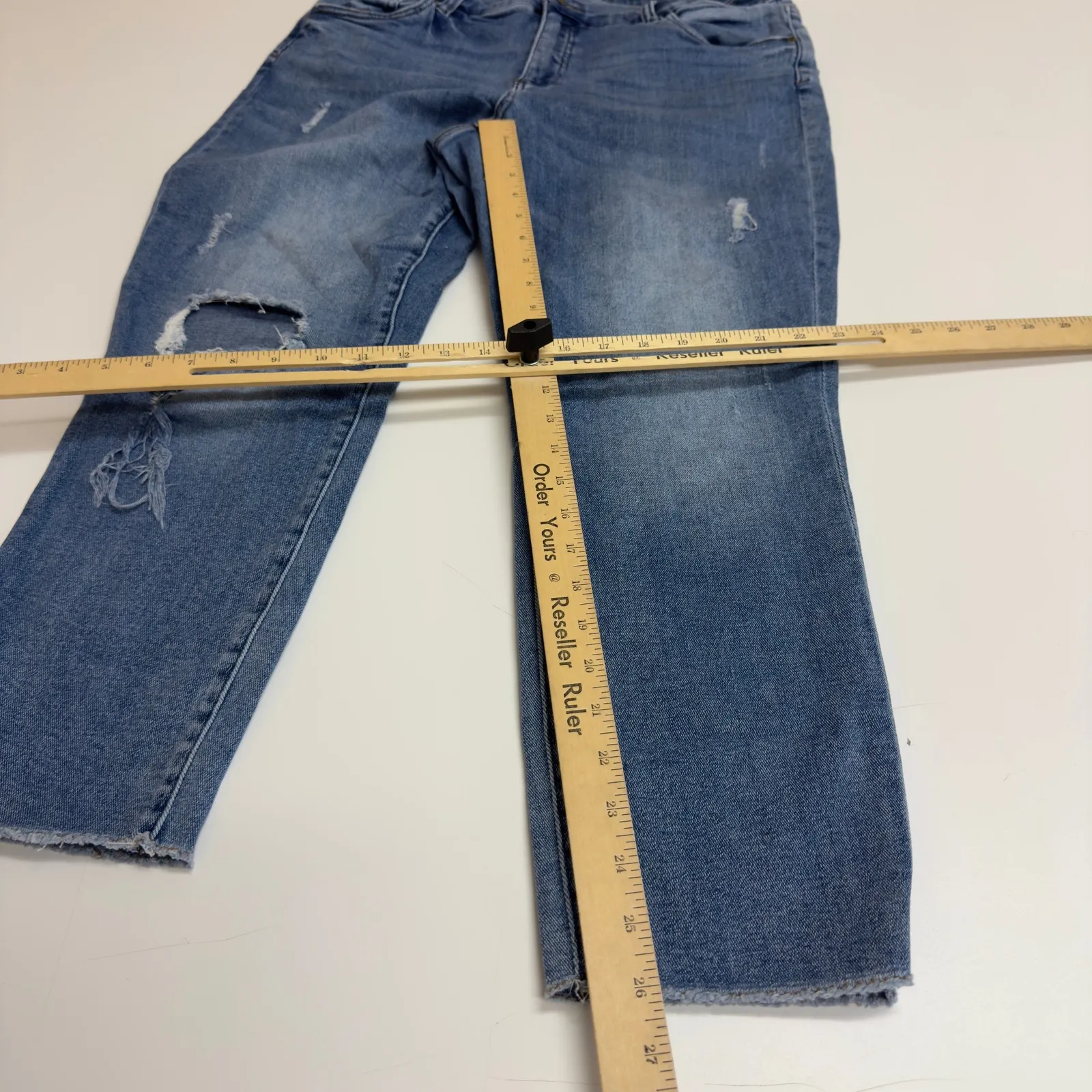 KUT from the Kloth Jeans Womens 16W Blue Distressed Slim Straight Leg Denim - Image 10