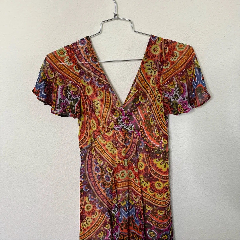 Anthropologie Akemi + Kin Paisley Orange Multicolor Wrapped Maxi Size 0 - Image 6
