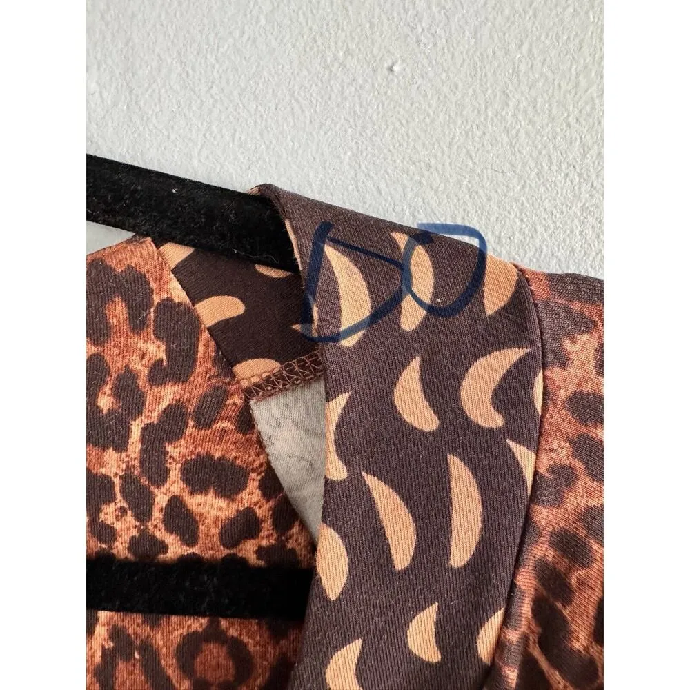 Soft Surroundings Safari Surplice Cheetah Animal Print Faux Wrap Dress Sz Large - Image 4