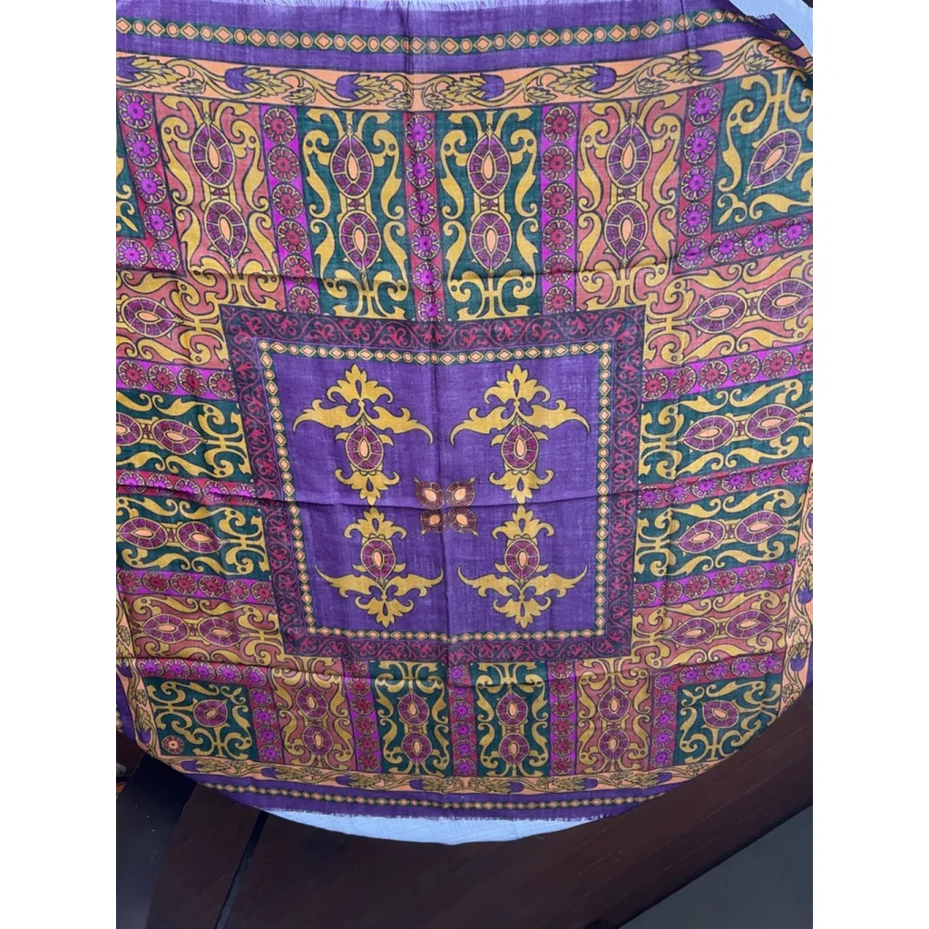 Vintage B.G. Street 100% Wool Scarf Japan Tapestry Paisley Purple - Image 2