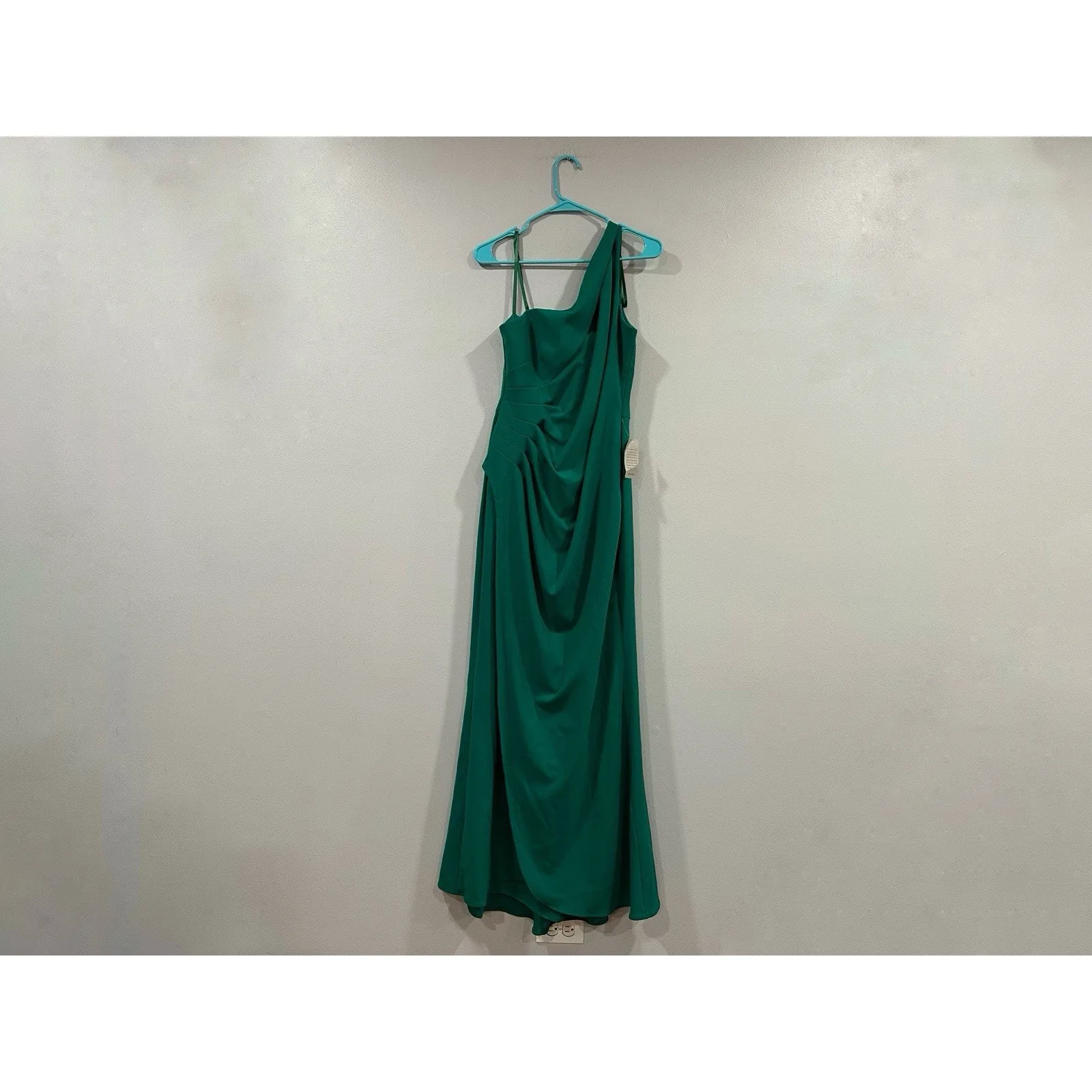 Betsy & Adam Green One Shoulder Side Ruched Gown Sz 14 NWOT - Image 2