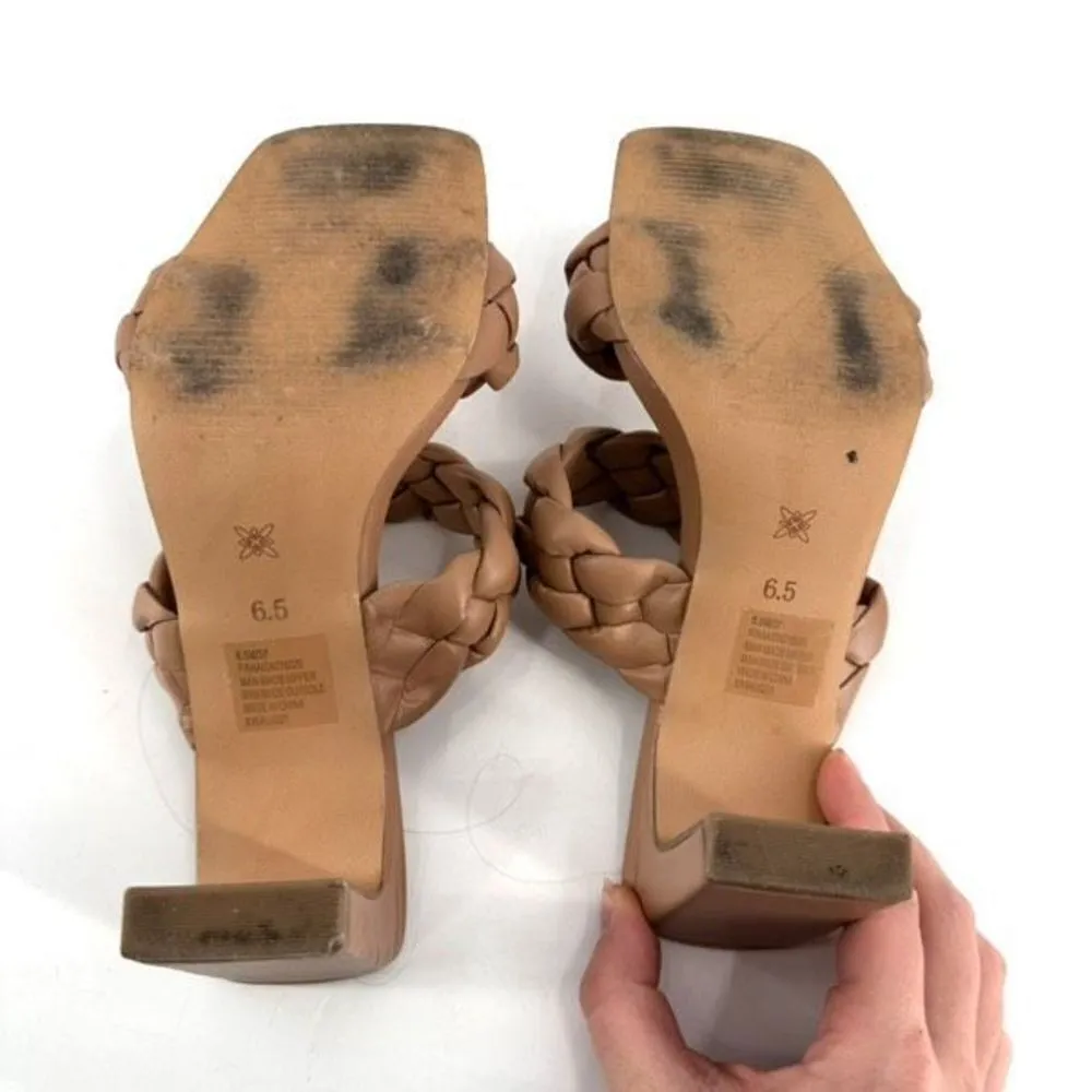 BCBGeneration Finaa braided double‎ strap sandals block heel Tan Size 6.5 - Image 7