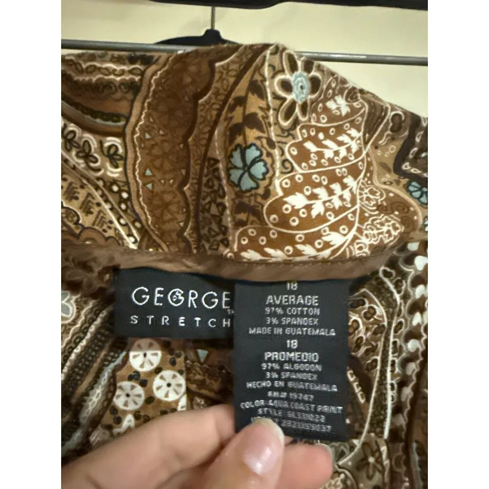 Brown Paisley George Stretch Womens Pants Size 10 - Image 5