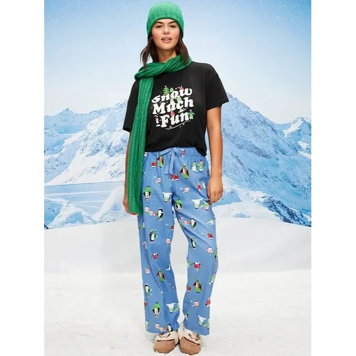 Old Navy Women XL Flannel Pajama Pants Penguins Blue Christmas Festive Winter - Image 2