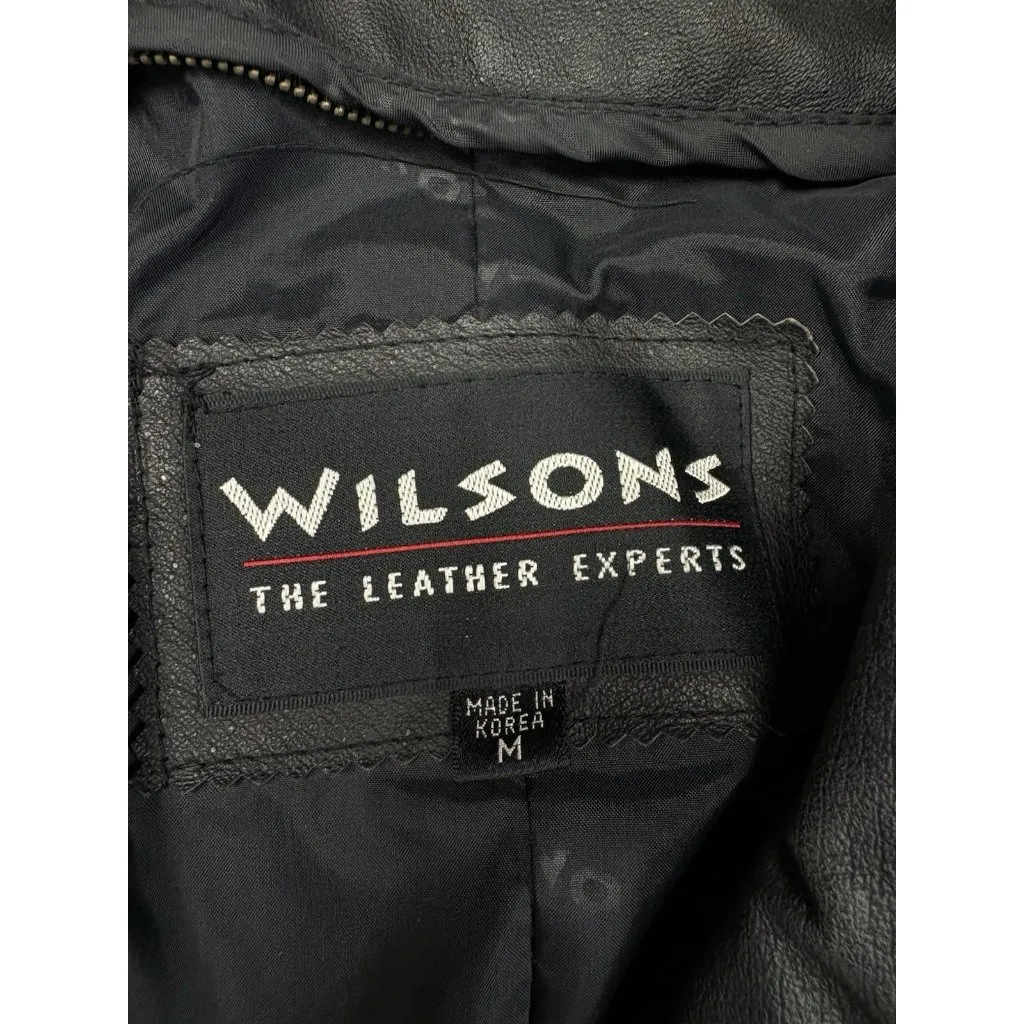 *Vintage 80's Leather Jacket Womens Size M Black Trench Whimsigoth Witchy Grunge - Image 7