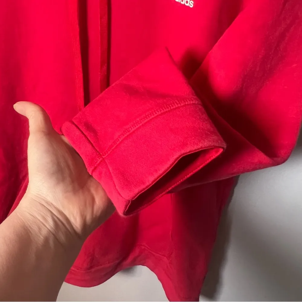 Adidas Soft Fleece Hoodie Women’s L Berry Red Pullover Hooded Sweatshirt Casual - Image 3