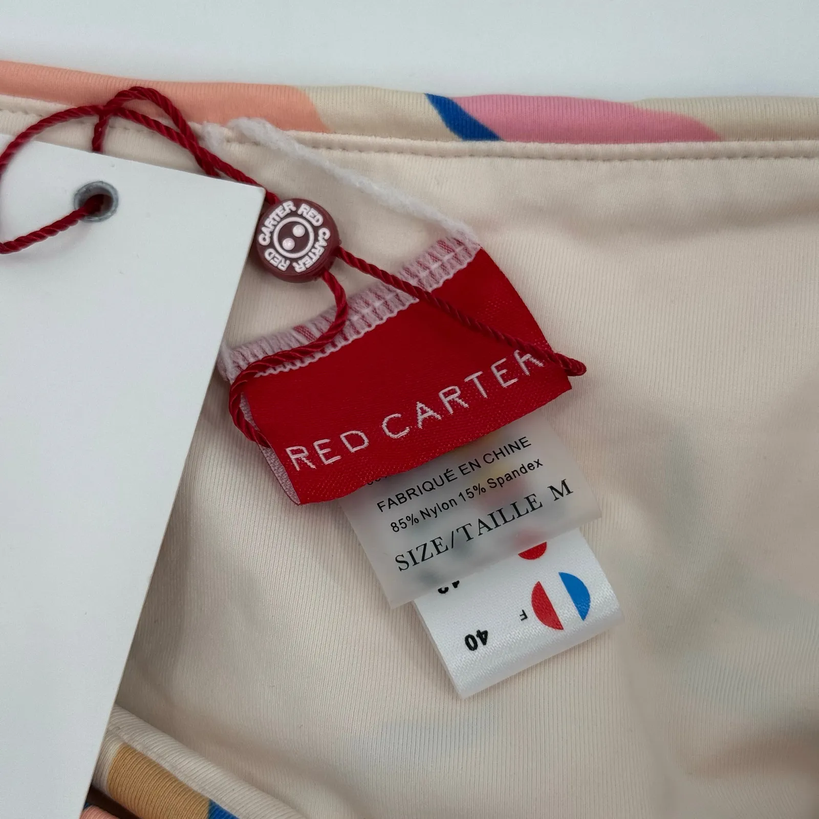 Red Carter Bikini Bottoms Size Medium Tropical Leaf Print HighRise Moonstone NWT - Image 5