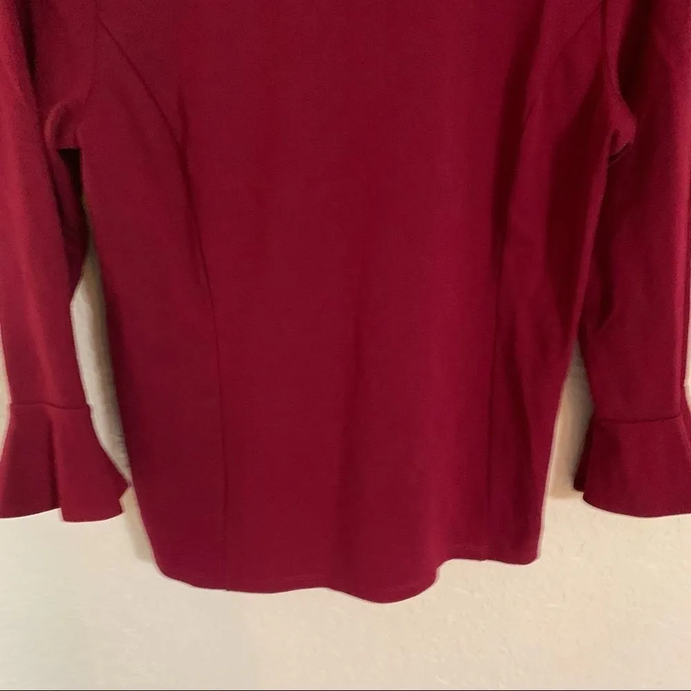 𝅺Talbots Maroon / Burgundy Long‎ Sleeve Tunic - Medium - Image 11