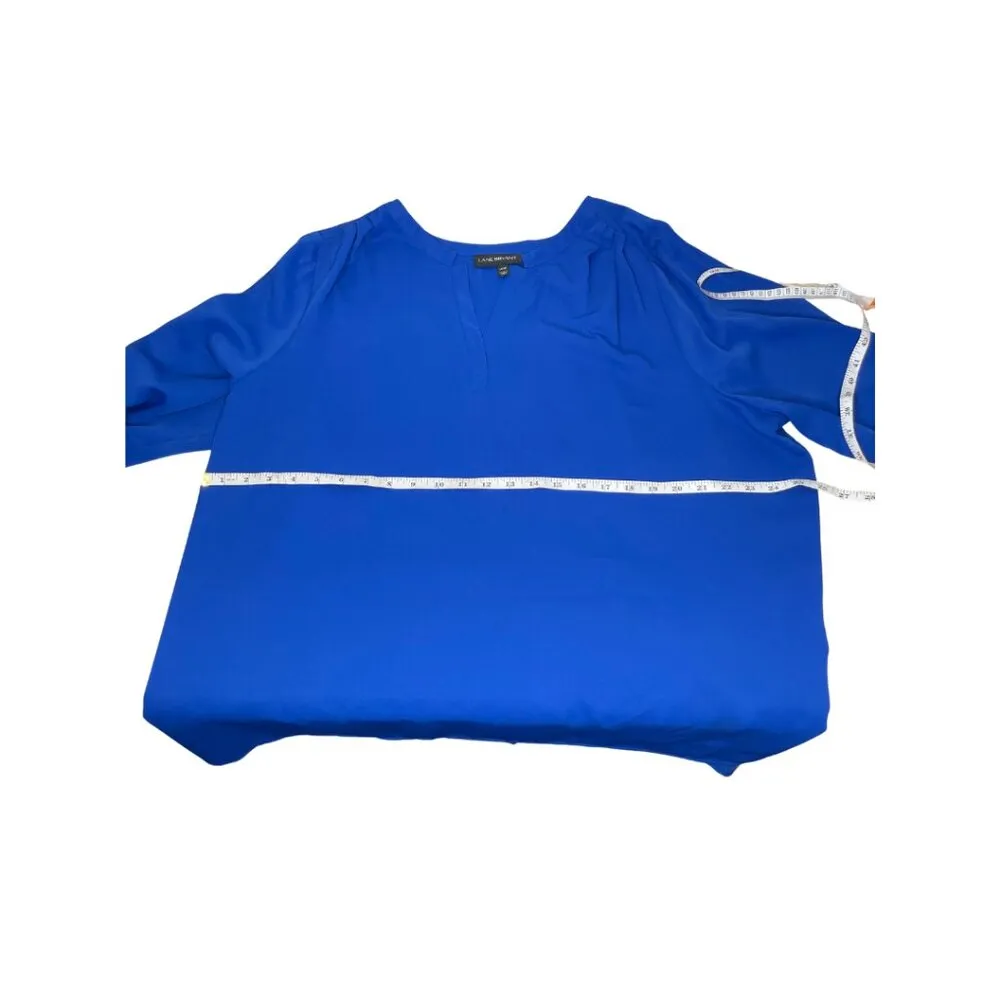 Lane Bryant Women’s Electric Cobalt Blue V- Neck Top Roll Tab Sleeve Blouse XXL - Image 3