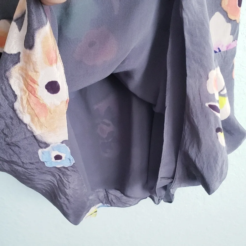 Rebecca Taylor Gray Floral Sleeveless Silk Dress - Image 5