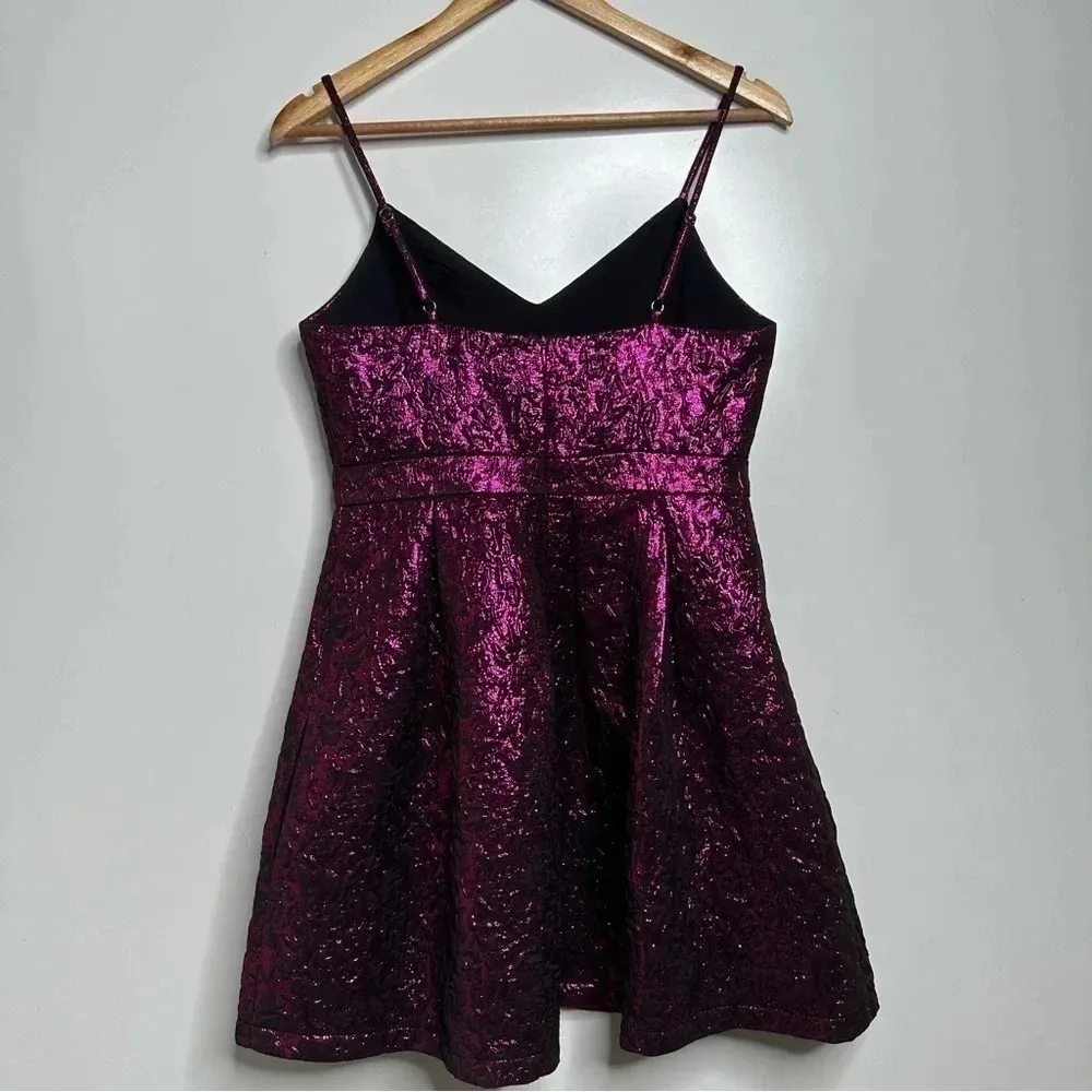 Lulus Spin The Night Magenta Jacquard Sleeveless Mini Skater Dress Size Small - Image 7