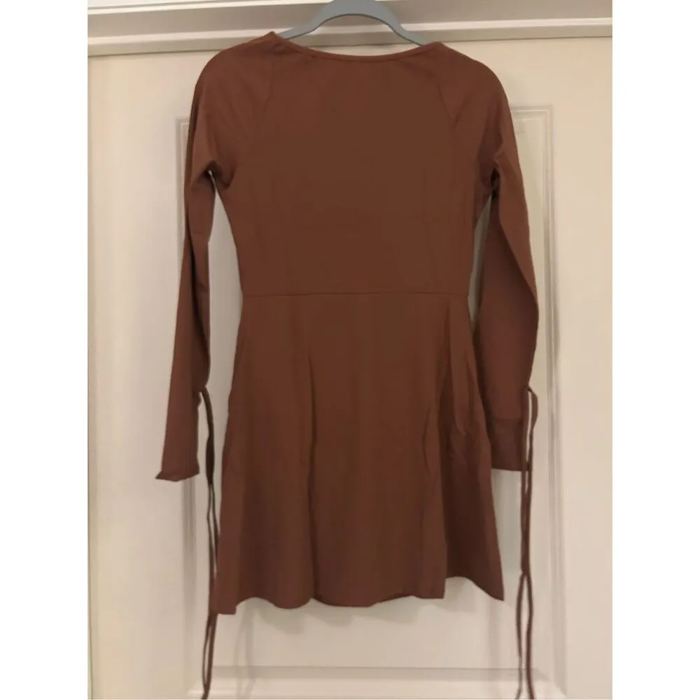 NEW Brown Square Neck Bodice Long Sleeve Side Slit A - Image 5