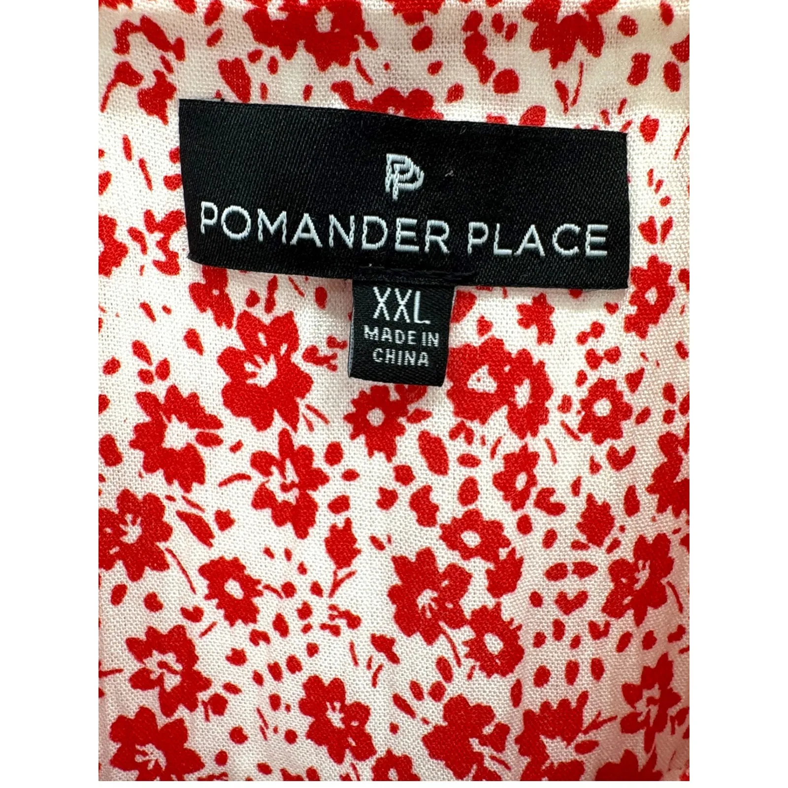 Pomander Place Kenzo‎ Dress XXL Red Ditsy Floral Tiered Long Sleeve Boho V Neck - Image 4
