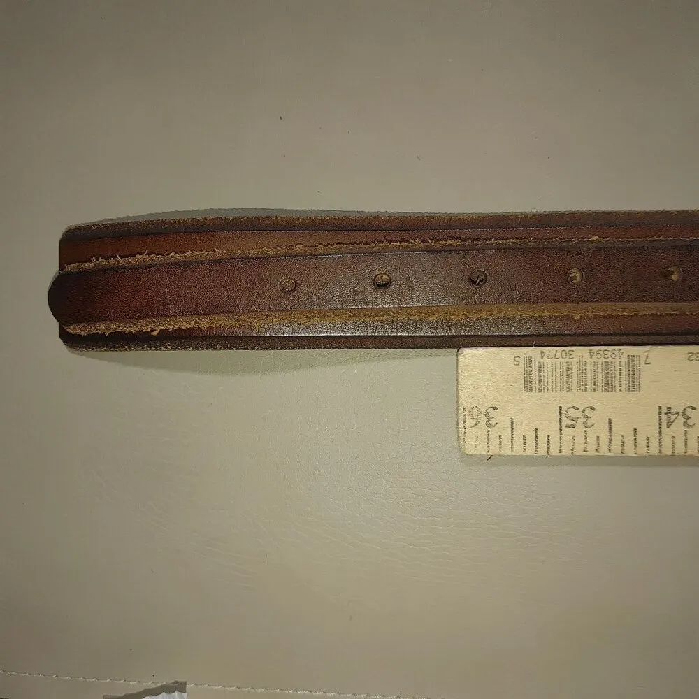 Leather Belt Ann Taylor Loft Brown Brass Buckle Size 36 Medium Genuine Leather - Image 7