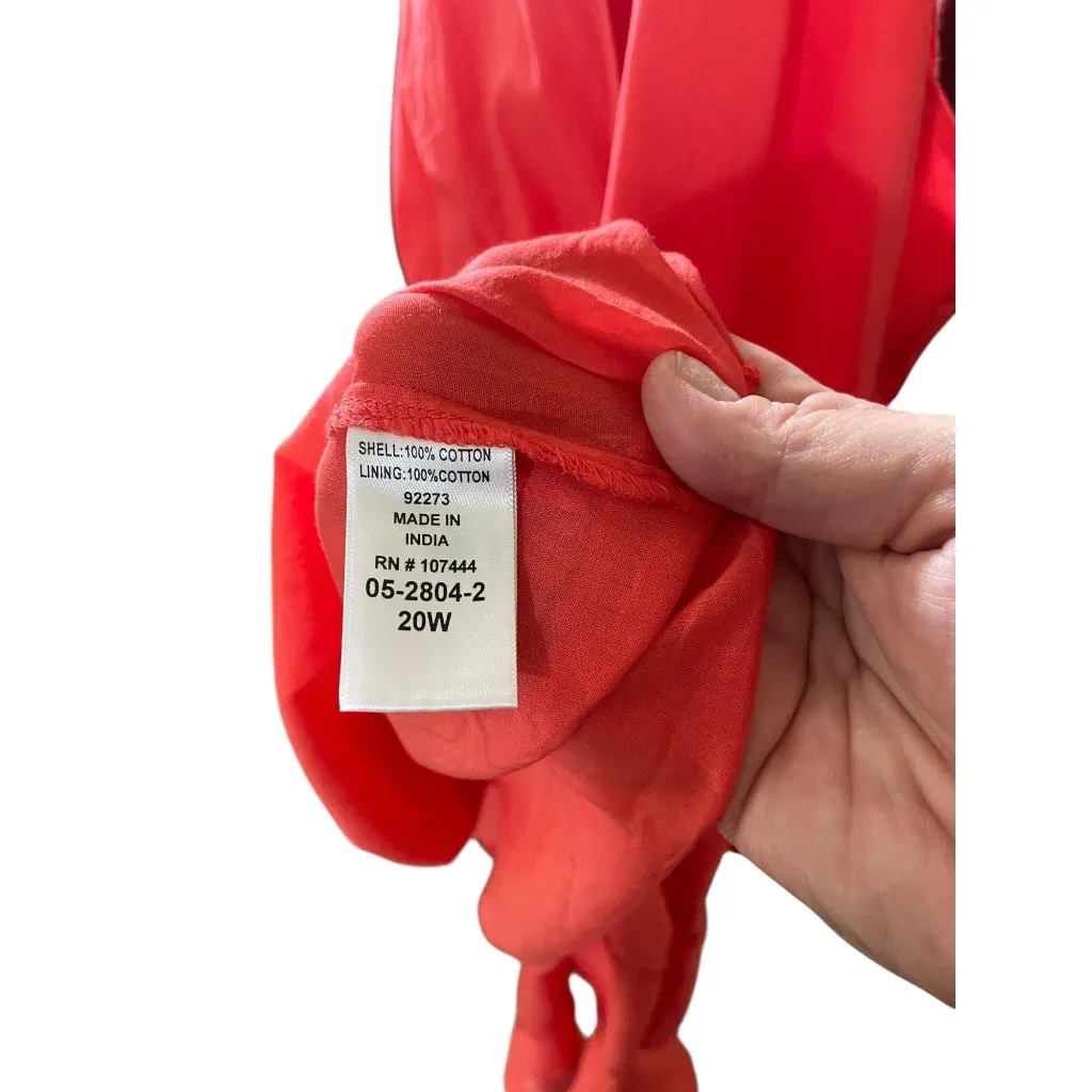 Jessica London Cotton Faux Wrap Dress Melon Size 20W Summer Boho Vacation Beach - Image 4