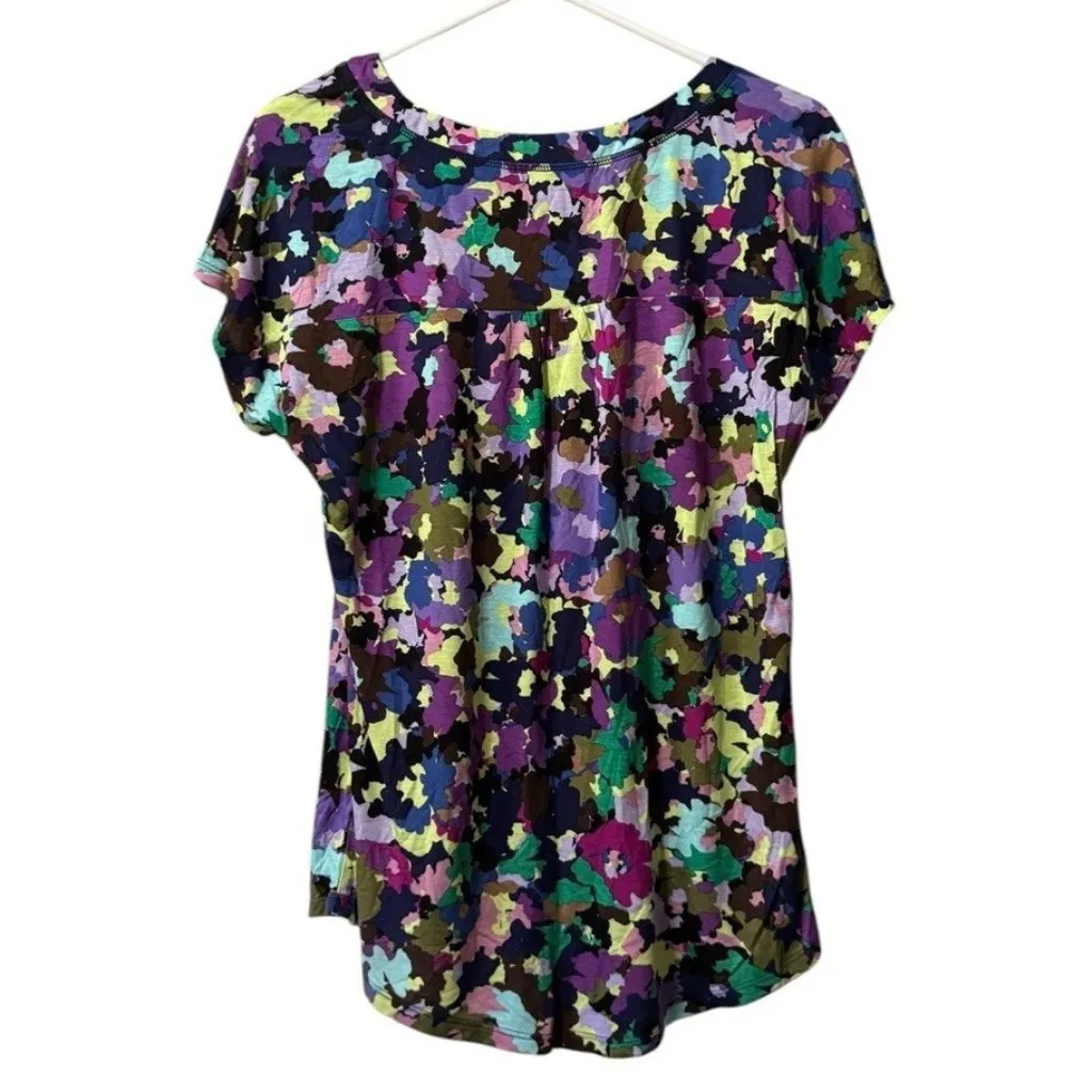 Liz Claiborne Size Small Floral Colorful Short Sleeve Shirt‎ Rayon Lightweight - Image 2