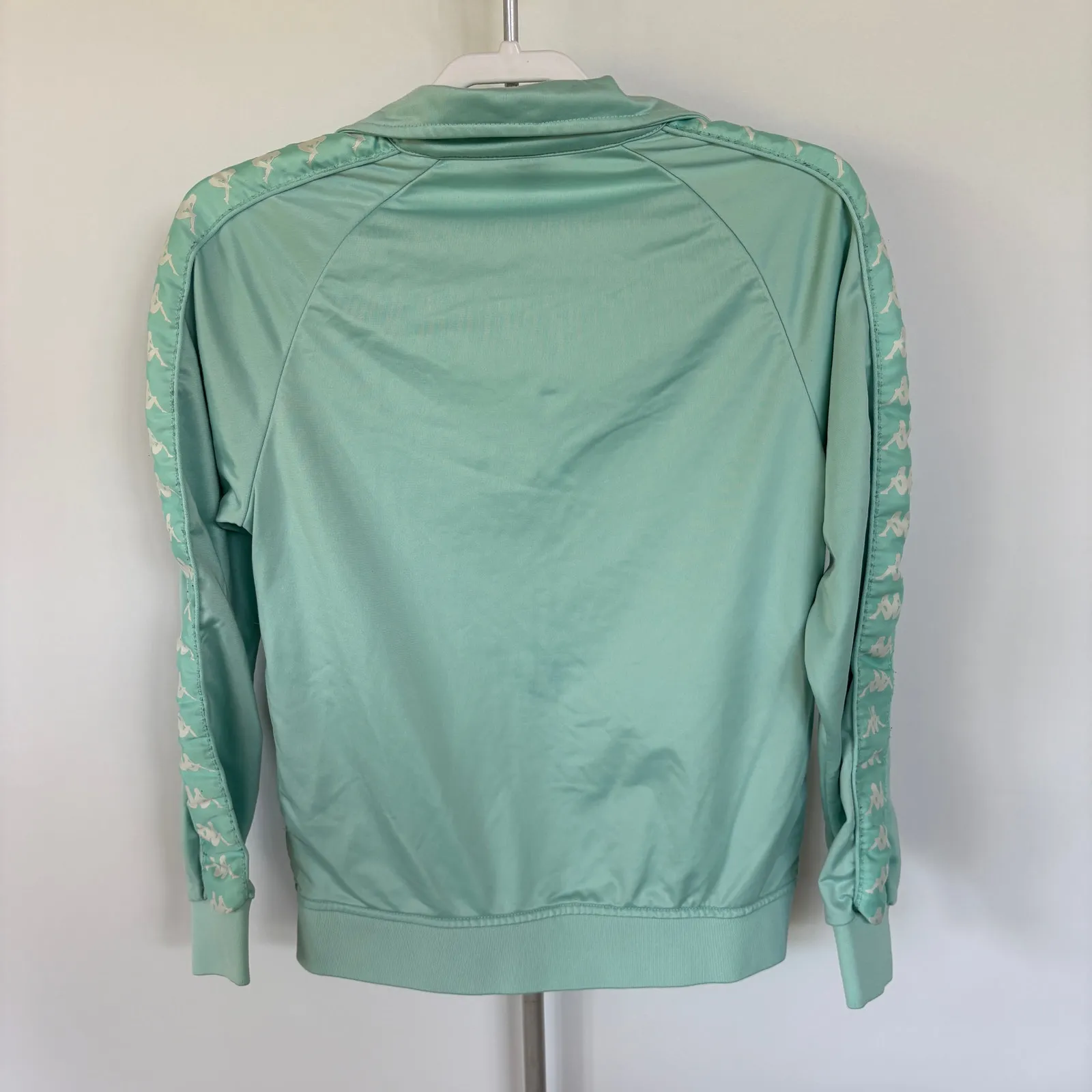 Kappa Teal Zip Up Track Jacket Athleisure Logo Sleeve Streetwear Comfort Small - Image 3