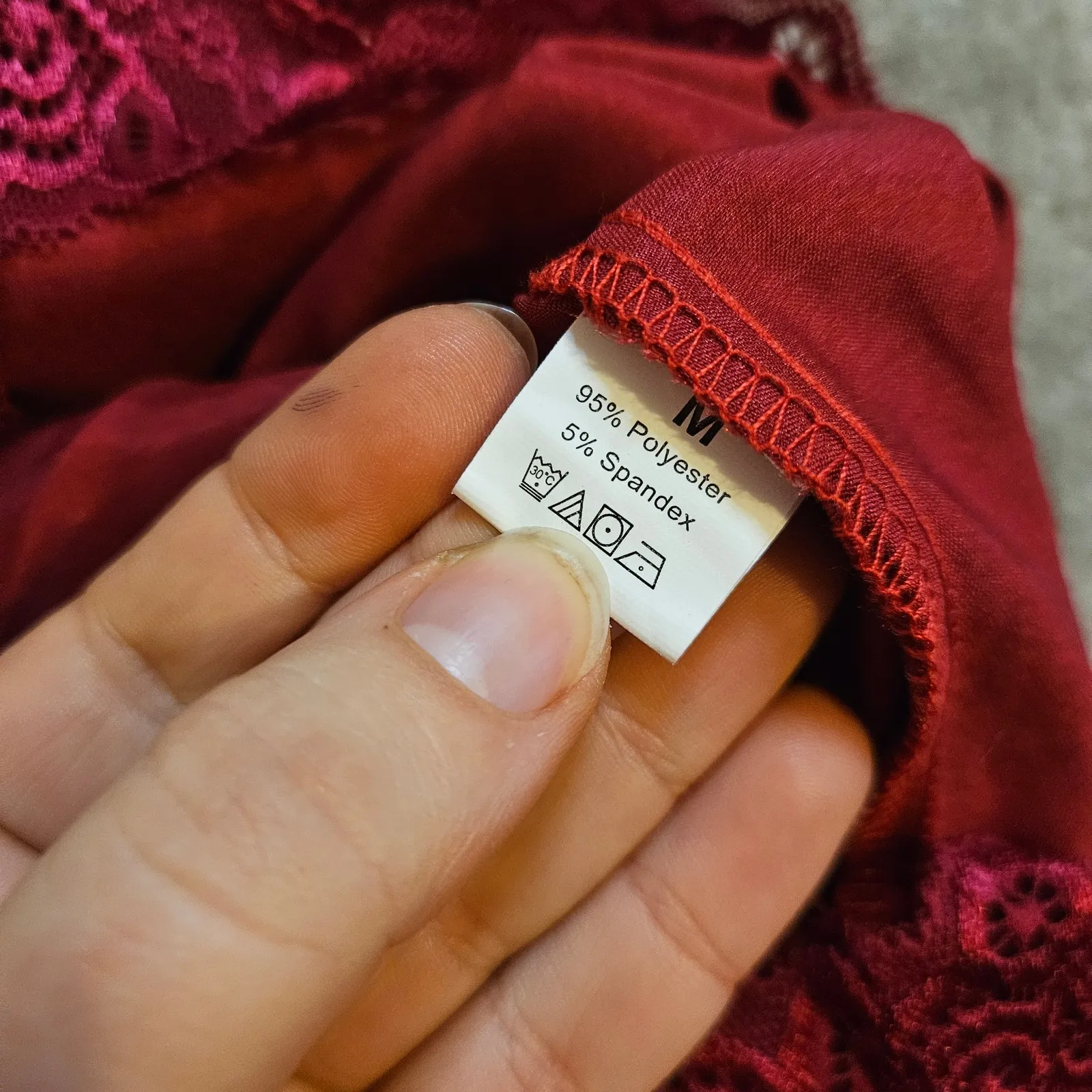 Red Nighty Lingerie Lace Short Romper Size Medium M Satin Sexy Valentines - Image 6